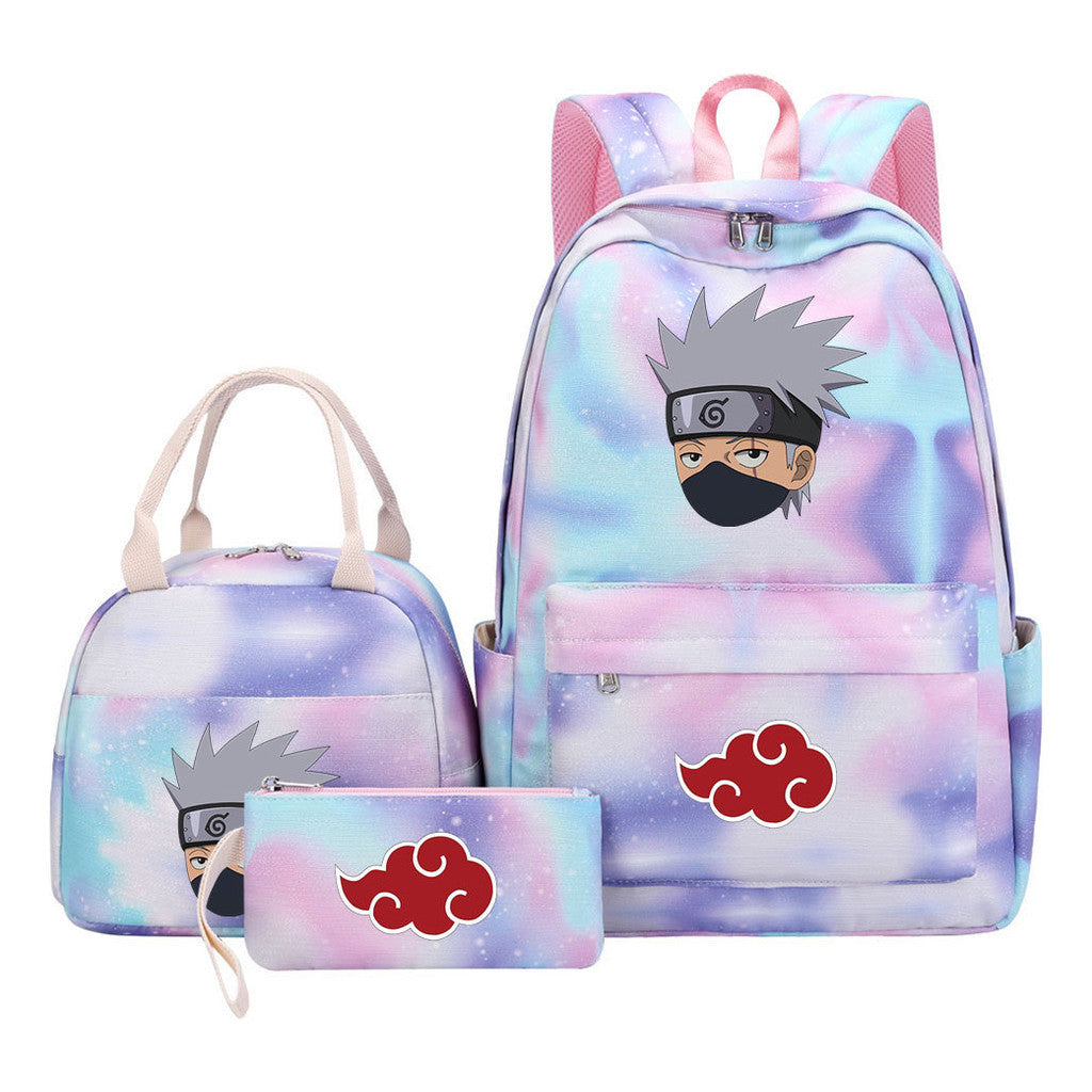 Naruto Teenage Student Girls School Bag Lunch Bag Three Piece Set Backpack Set