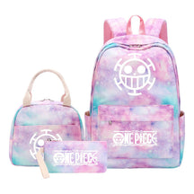 Cartoon Pirate King Youth Student Girls School Bag Lunch Bag Three Piece Set Backpack Set