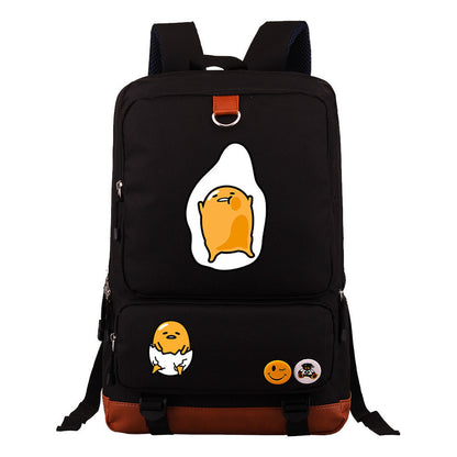 Cartoon Anime Lazy Egg Youth Student Backpack, Large Capacity Travel Bag, Boy's And Girl's Backpack