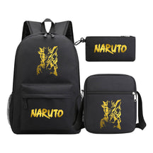 Golden Anime Naruto Starry Sky Youth Student Backpack Set, 3-piece, Men's And Women's Backpack Set