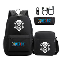 Cartoon Pirate King Usb Password Lock Youth Student School Bag Three Piece Set For Boys And Girls Backpack Set