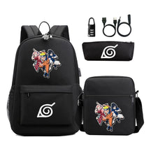 Naruto Usb Password Lock Backpack Three Piece Set For Men And Women Backpack Set
