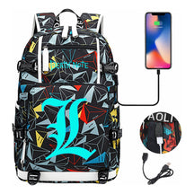 Blue Night Light Death Note Usb Youth Student School Bag Men's And Women's Leisure Travel Backpack