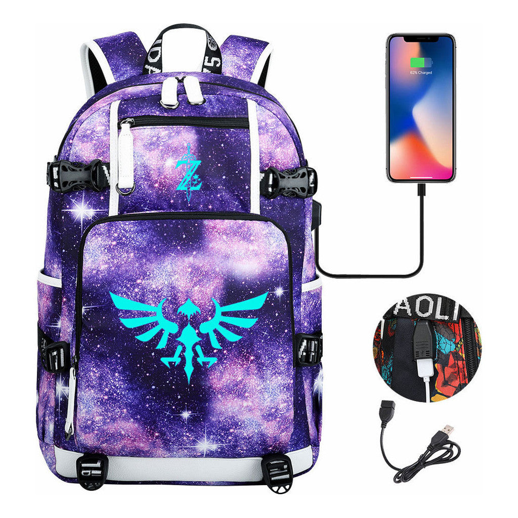 Legend Of Zelda Usb Youth Student Backpack For Men And Women's Leisure Travel Backpack