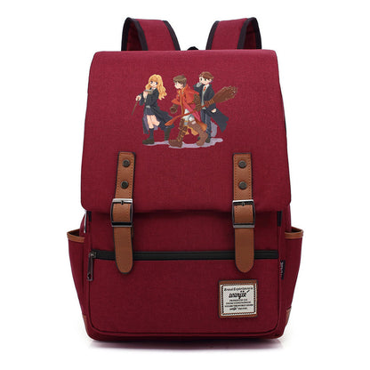 School Of Witchcraft And Wizardry Printed Youth Student School Bag Casual Belt Buckle Classic Backpack