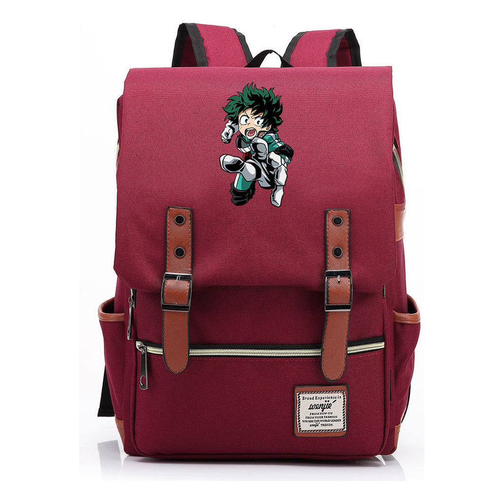 Anime My Heroes Academy Printed Youth Student Backpack Men's And Women's Leisure Belt Buckle Classic Backpack