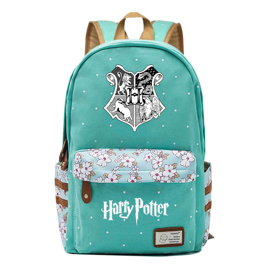 School Of Witchcraft And Wizardry Youth Student Backpack, Floral Canvas, Female Backpack