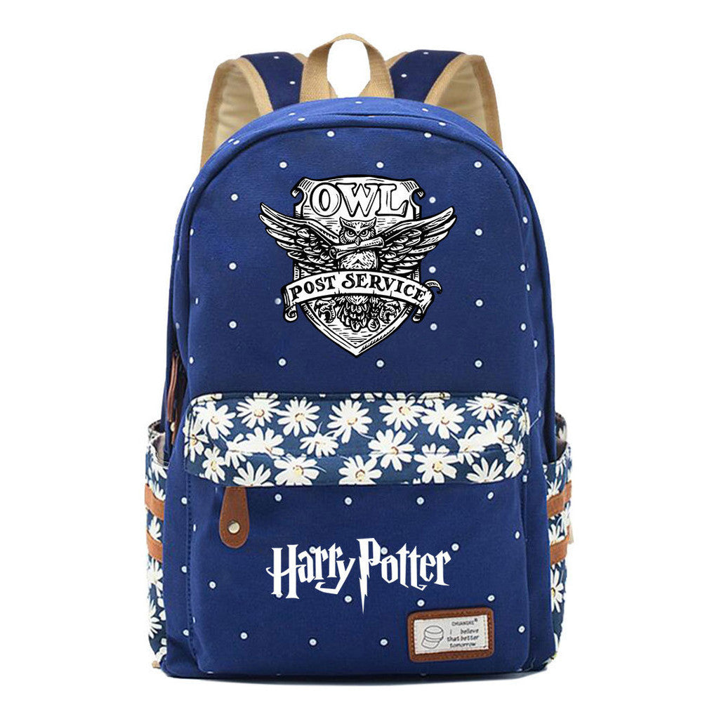School Of Witchcraft And Wizardry Youth Student Backpack, Floral Canvas, Female Backpack