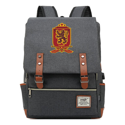 School Of Witchcraft And Wizardry Youth Backpack Usb Leisure Belt Buckle Backpack