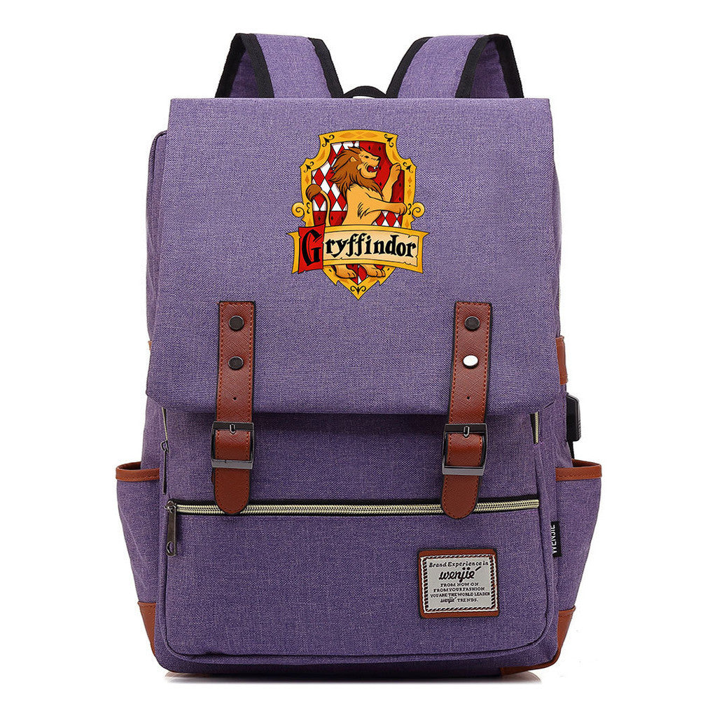 School Of Witchcraft And Wizardry Student Backpack Usb Men's And Women's Leisure Belt Buckle Backpack
