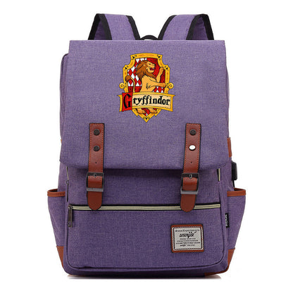 School Of Witchcraft And Wizardry Student Backpack Usb Men's And Women's Leisure Belt Buckle Backpack