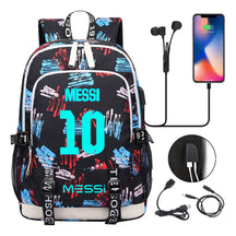 Blue Luminous Sports Football Star Teenagers Schoolbag Usb Leisure Backpack Men And Women