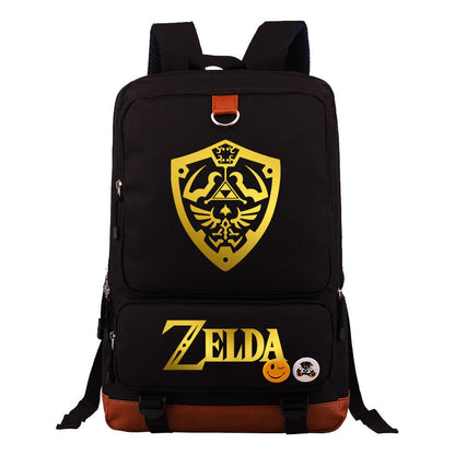 Golden Selda Kingdom Tear Print Youth Student School Bag Travel Bag Shoulder Travel Backpack