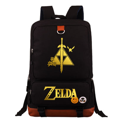 Golden Selda Kingdom Tear Print Youth Student School Bag Travel Bag Shoulder Travel Backpack