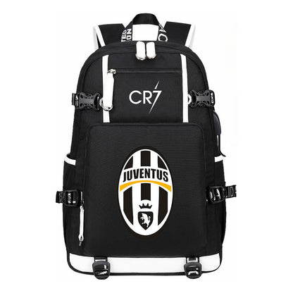 Football Dribbling Star Cristiano Ronaldo Printed Usb Large Capacity Youth Student Backpack For Men And Women's Leisure Travel Backpack