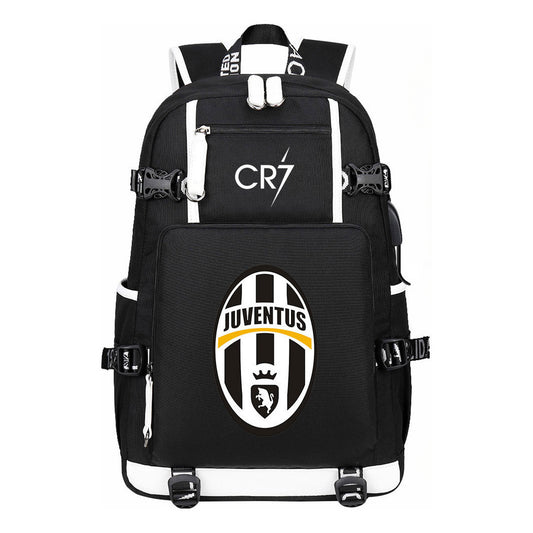 Football Dribbling Star Cristiano Ronaldo Printed Usb Large Capacity Youth Student Backpack For Men And Women's Leisure Travel Backpack