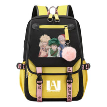 My Heroes Academy Usb Youth Student Backpack For Boys And Girls, Casual Woven Strap Flip Back Backpack