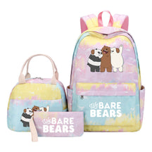 Cartoon Cute Three Bears Youth Student Girls School Bag Lunch Bag Three Piece Set Backpack Set