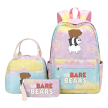 Cartoon Cute Three Bears Youth Student Girls School Bag Lunch Bag Three Piece Set Backpack Set
