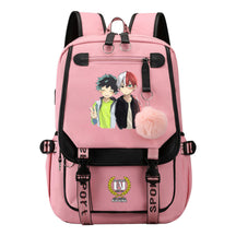 Comics My Heroes Academy Usb Student Backpack Casual Ribbon Flip Backpack