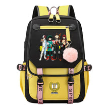 Comics My Heroes Academy Usb Student Backpack Casual Ribbon Flip Backpack