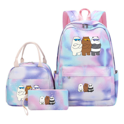 Cartoon Cute Three Cheap Bear Student Backpack Lunch Bag Three Piece Set Backpack Set