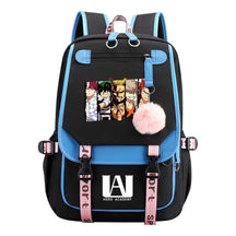 Comics My Heroes Academy Usb Student Backpack Casual Ribbon Flip Backpack