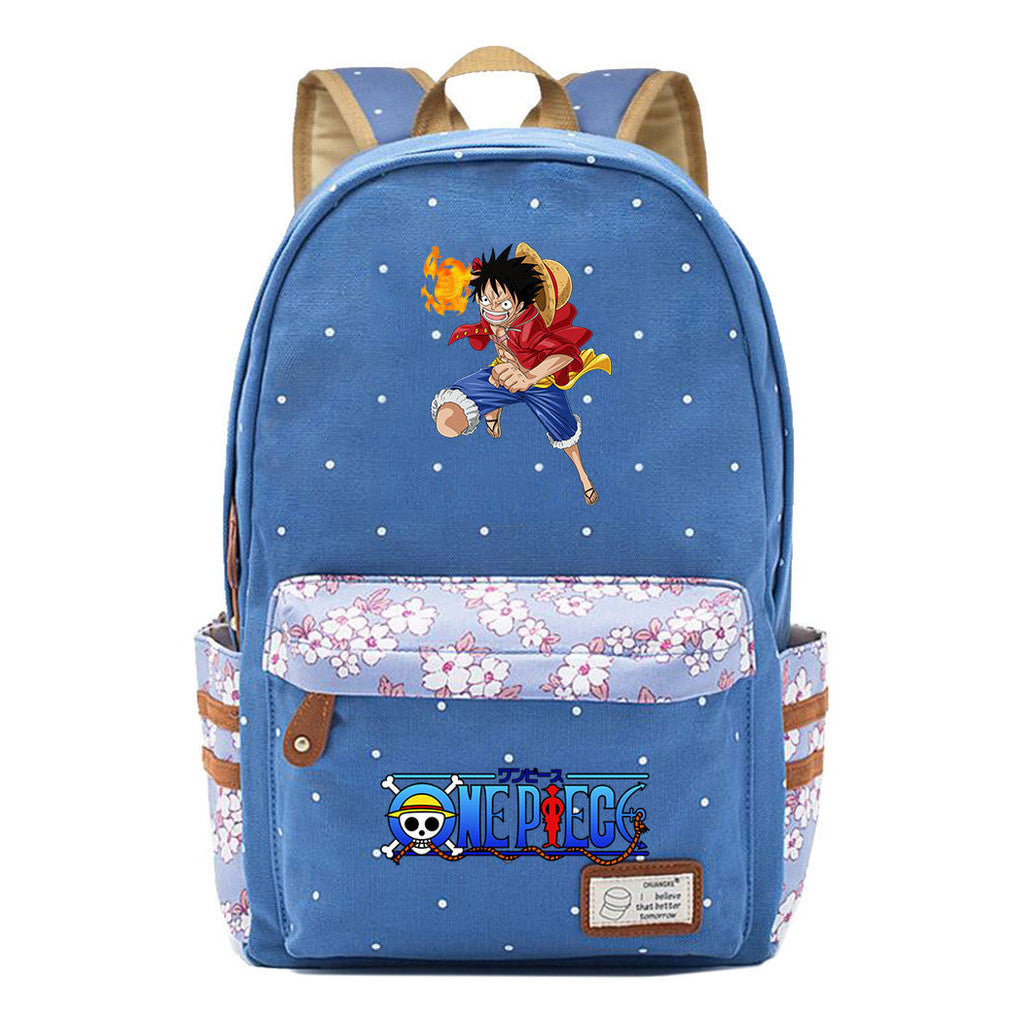 Anime Pirate Wang Lufei Printed Book Bag Fragmented Flower Leisure Backpack