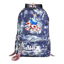 Cheshire Cat Alice's Adventure In Wonderland Youth School Bag Casual Weaving Strap Backpack
