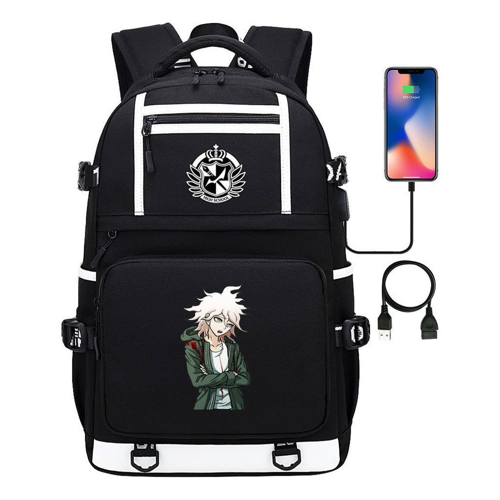 Cartoon Cartoon Printed Usb Youth Student Backpack Men's And Women's Backpack Leisure Travel Backpack