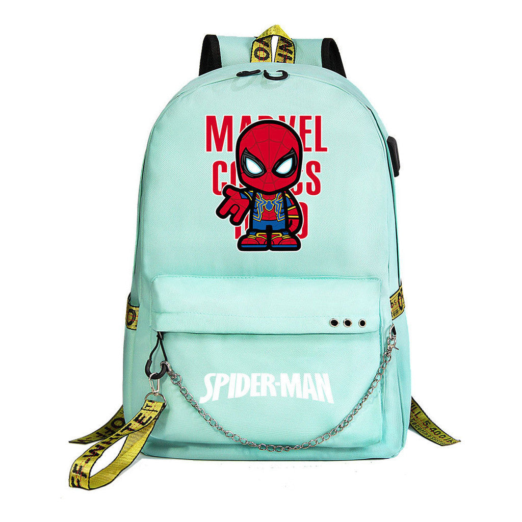 Superhero Printed Teenage Student Backpack For Boys And Girls, Casual Woven Strap Backpack