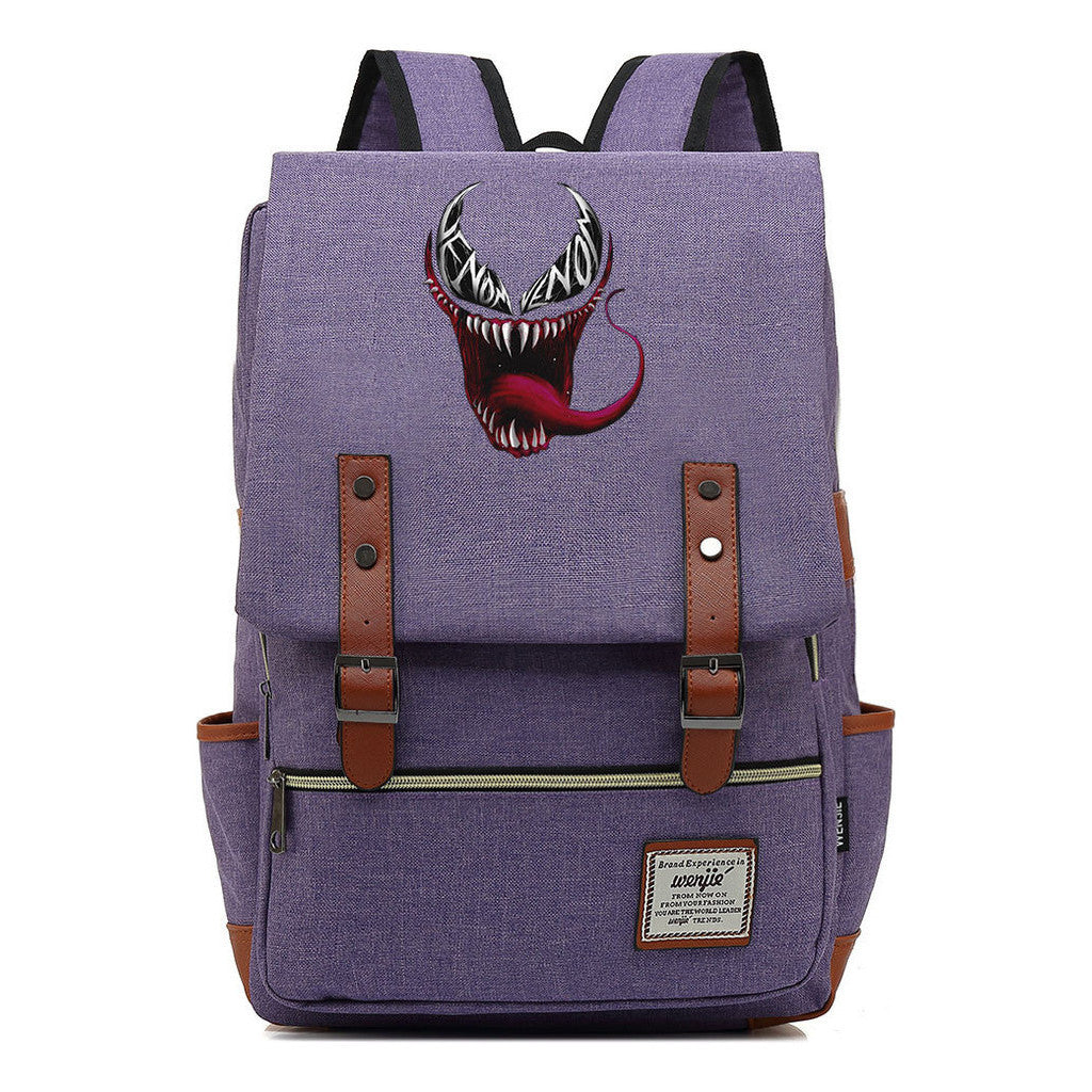 Printed Youth Student School Bag Casual Belt Buckle Classic Backpack