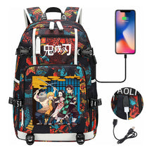 Cartoon Printed Usb Large Capacity Student Backpack For Leisure Travel Backpack
