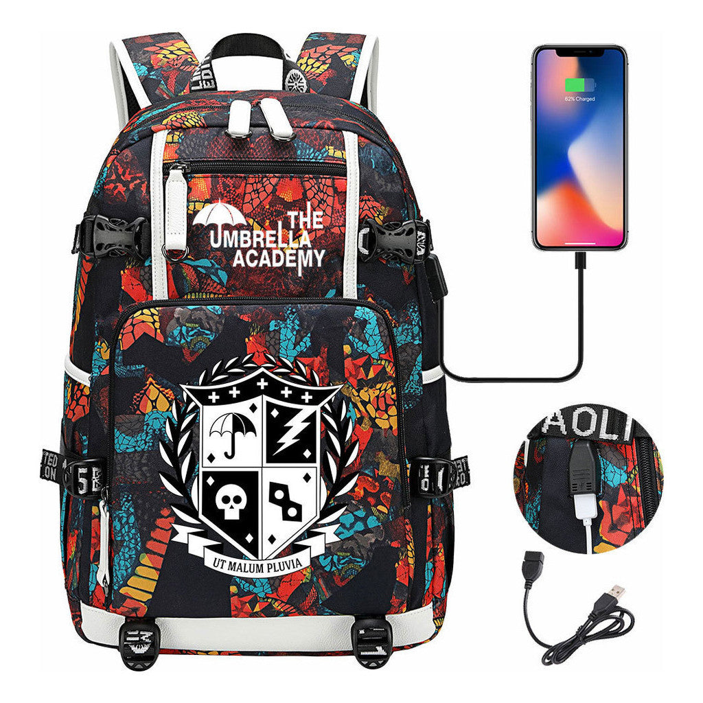 Printed Usb Large Capacity Youth Student Backpack For Men And Women's Leisure Travel Backpack