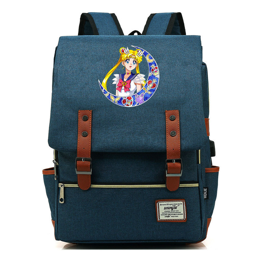 Beautiful Girl Warrior Youth Student School Bag Usb Men's And Women's Leisure Backpack
