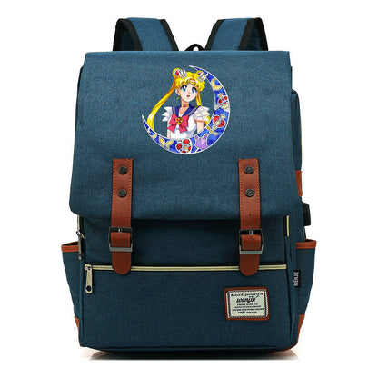 Beautiful Girl Warrior Youth Student School Bag Usb Men's And Women's Leisure Backpack
