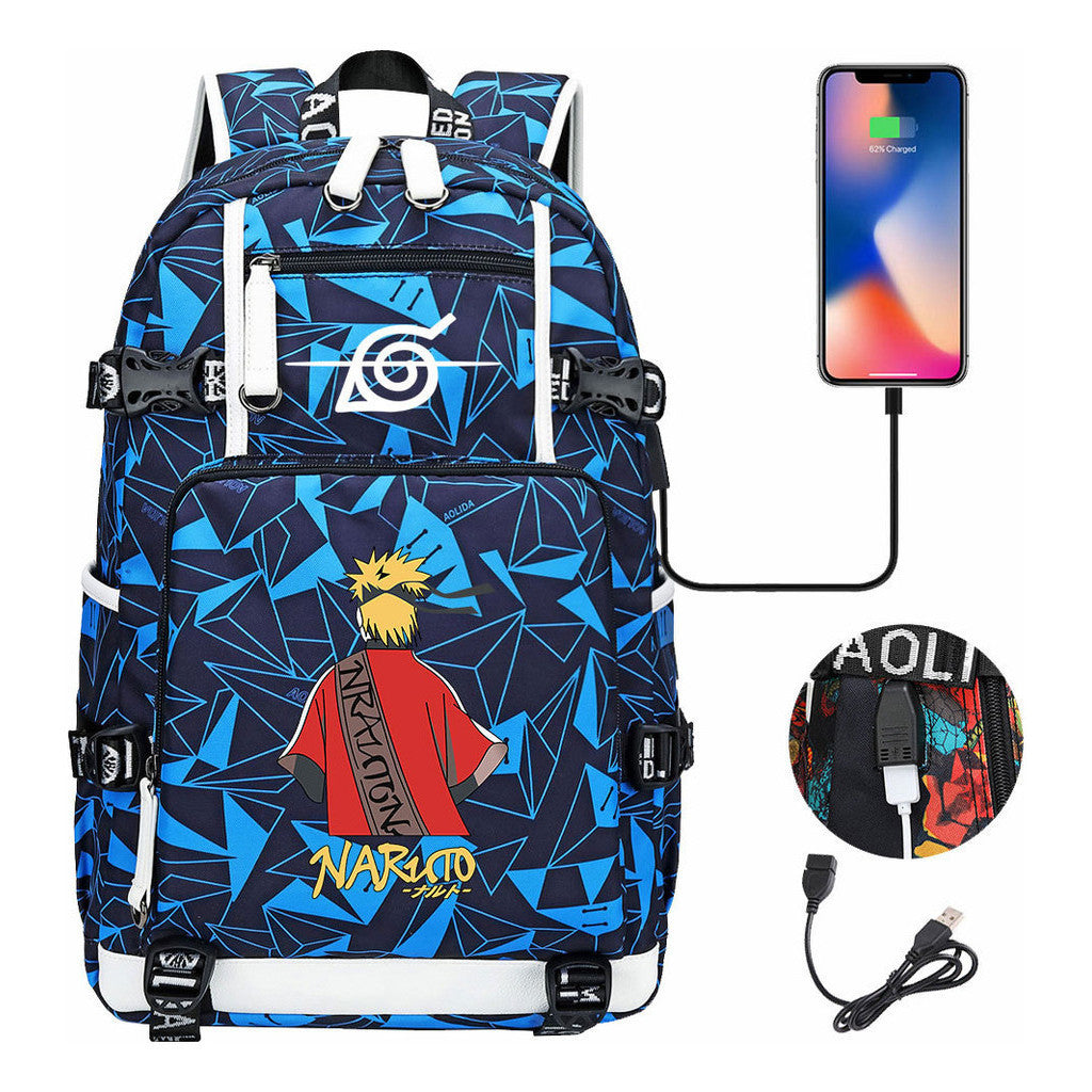 Printed Usb Youth Student School Bag Leisure Large Capacity Travel Backpack