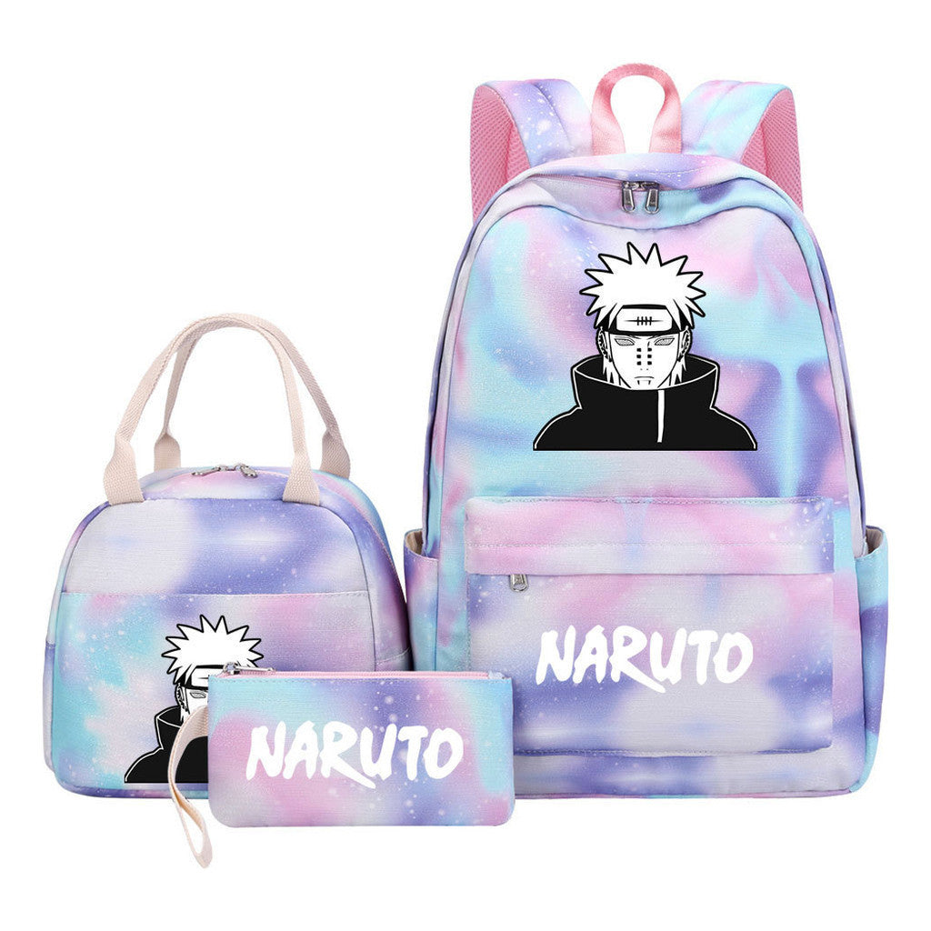 Naruto Student Girl Backpack Lunch Bag Three Piece Set Backpack Set