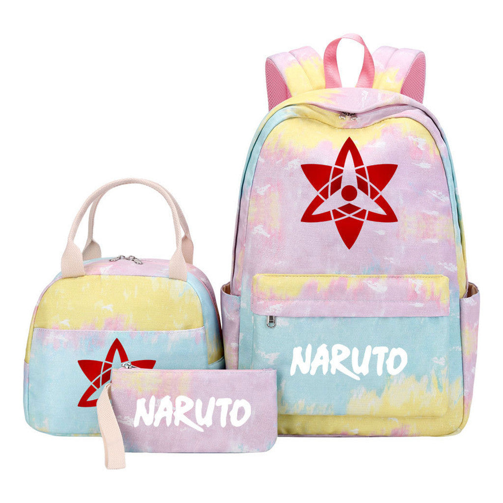 Naruto Student Girl Backpack Lunch Bag Three Piece Set Backpack
