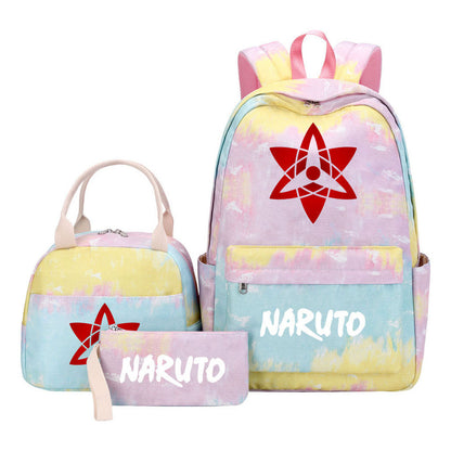 Naruto Student Girl Backpack Lunch Bag Three Piece Set Backpack