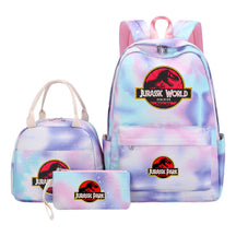 Jurassic Park Dinosaur Youth Student Girls School Bag Lunch Bag Three Piece Set Backpack Set