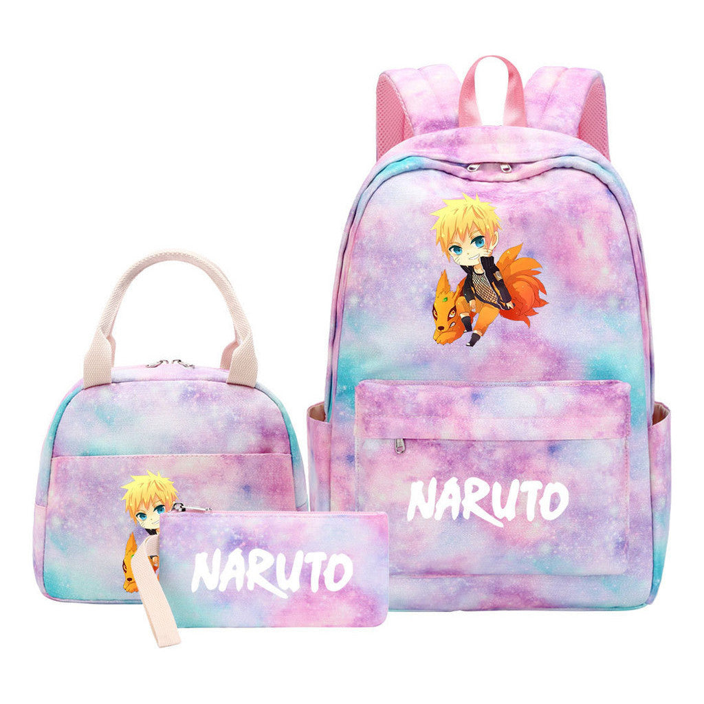 Naruto Teenage Student Girls School Bag Lunch Bag Three Piece Set Backpack Set