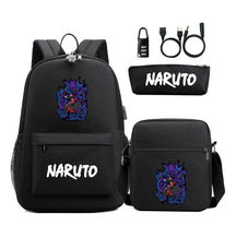 Naruto Usb Password Lock Youth Student Backpack Three Piece Set For Men And Women Backpack Set