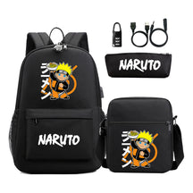Naruto Usb Password Lock Youth Student Backpack Three Piece Set For Men And Women Backpack Set