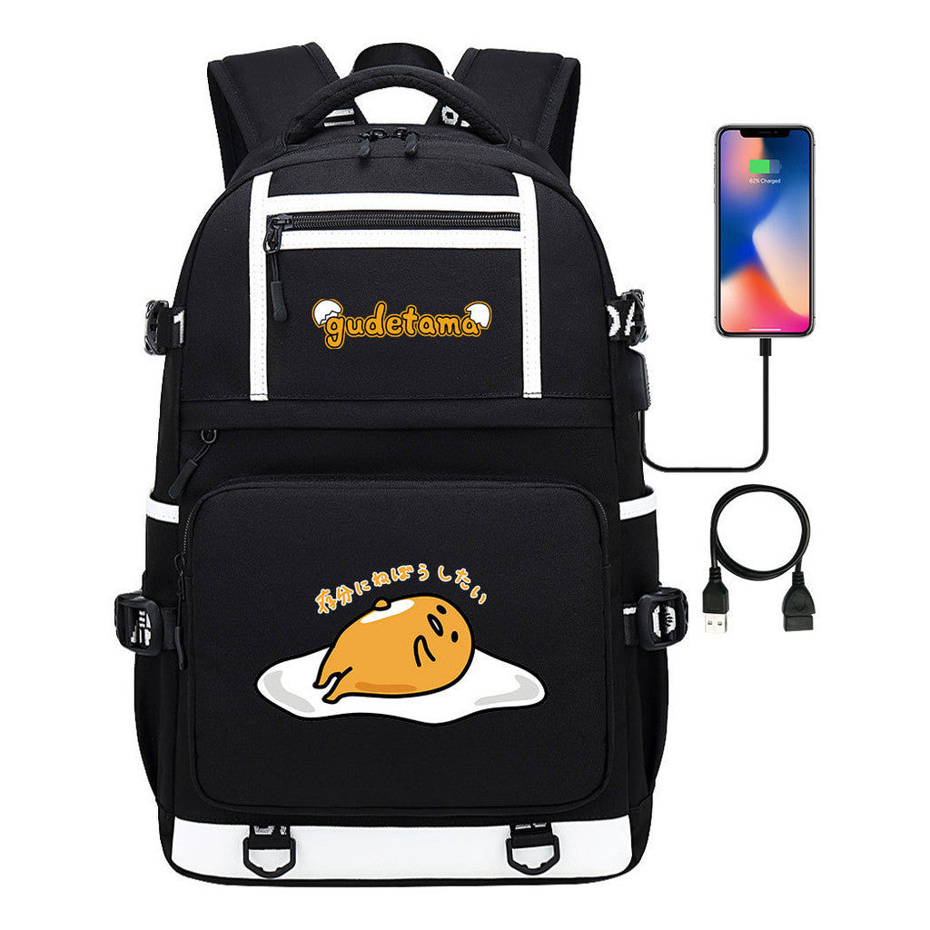 Cartoon Cartoon Lazy Egg Usb Student Backpack Backpack Leisure Travel Bag