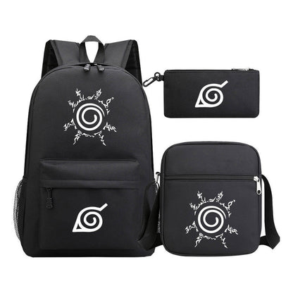 Anime Naruto Starry Sky Youth School Bag Three Piece Set For Men And Women Backpack Set