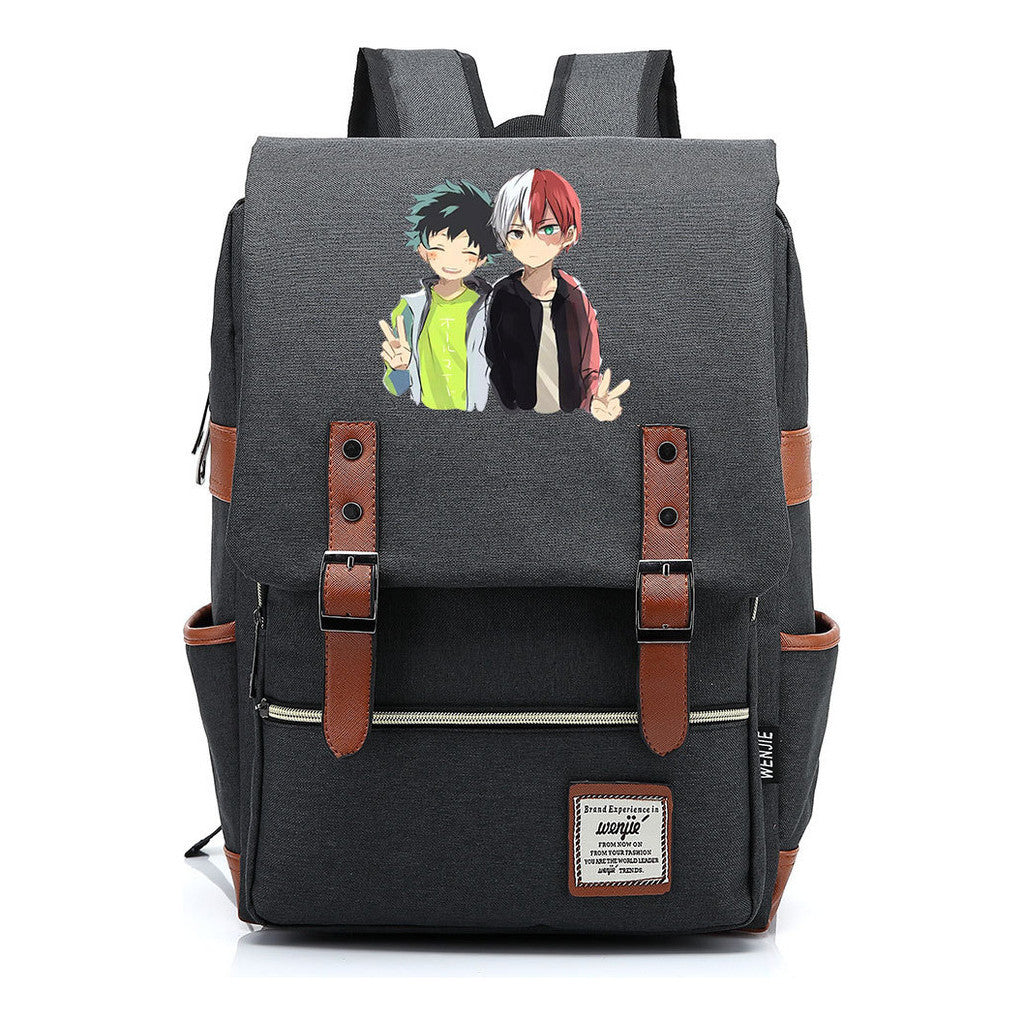 Anime My Heroes Academy Printed Youth Student School Bag Casual Belt Buckle Classic Backpack
