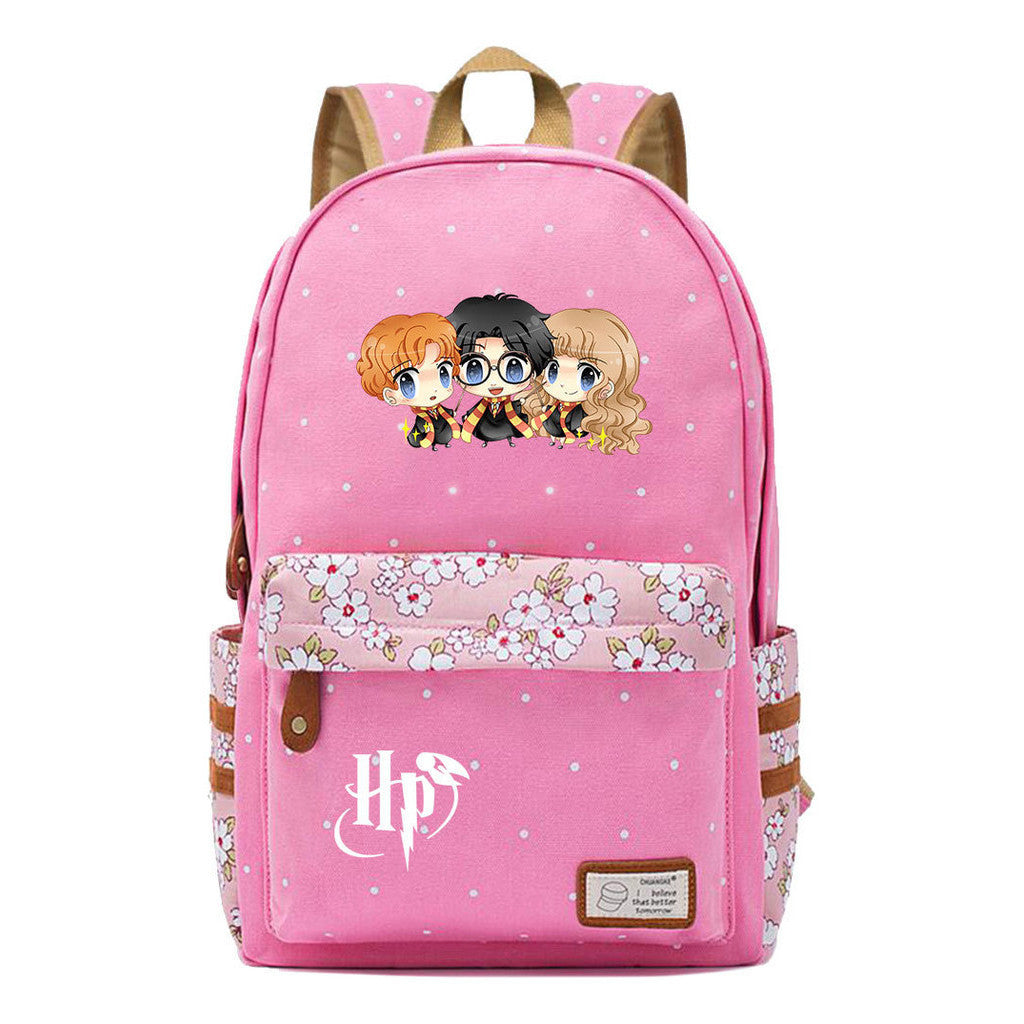 School Of Witchcraft And Wizardry Student Backpack, Floral Canvas, Female Backpack