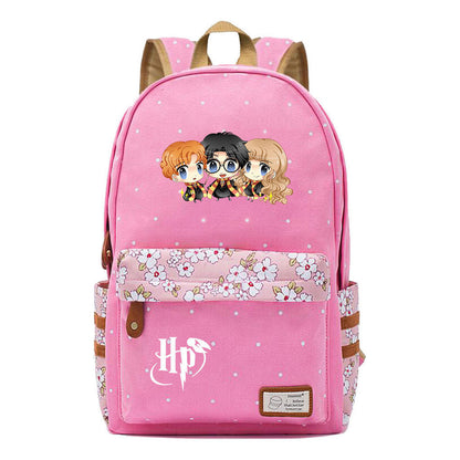 School Of Witchcraft And Wizardry Student Backpack, Floral Canvas, Female Backpack