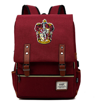 School Of Magic Schoolbag Usb Leisure Belt Buckle Backpack Men And Women